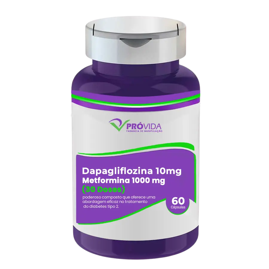 Dapagliflozina 10mg com Metformina 1000 mg  - 60 Cápsulas